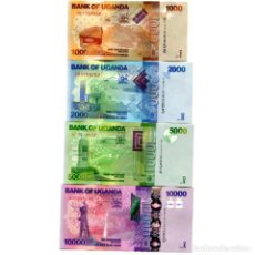 Billetes extranjeros: UGANDA 1000 2000 5000 10000 SHILLINGS 2015-2017 UNC SET OF 4 BILLETES