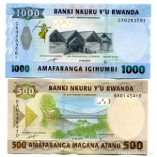 Billetes extranjeros: RWANDA 500 1000 FRANCS 2019 P-NEW UNC SET OF 2 BILLETES. Lote 299117678