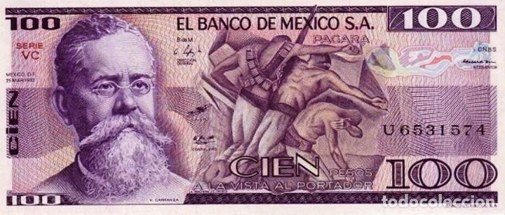 Billetes extranjeros: MEXICO, 100 PESOS, 1982, P74c, UNC - Foto 2