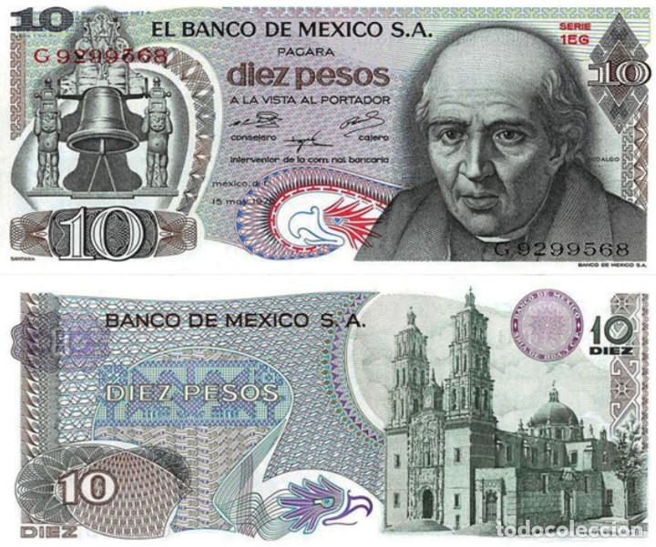 Billetes extranjeros: MEXICO, 10 PESOS, 1975, P63h, UNC - Foto 1