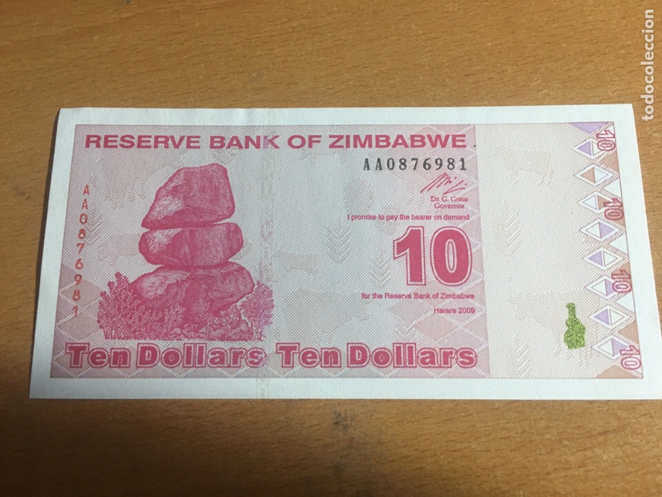 Billetes extranjeros: Zimbabwe 10 dollar 2009 sin circular - Foto 1