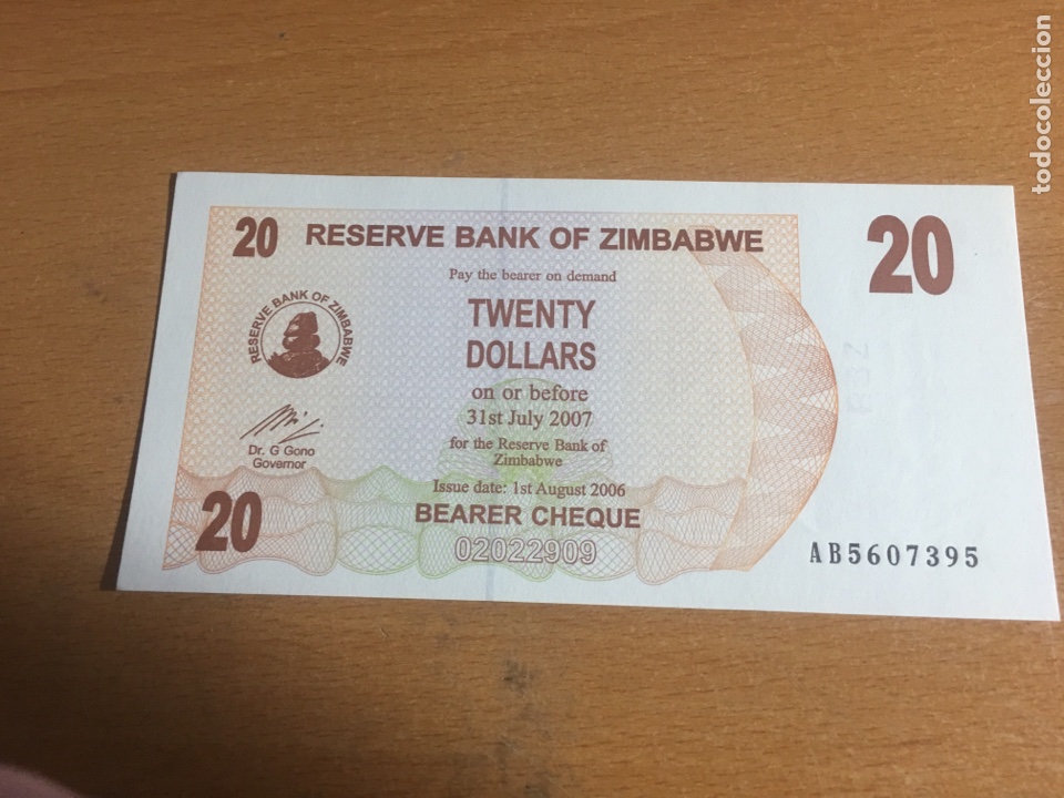 Billetes extranjeros: Zimbabwe 20 dollar 2006 sin circular - Foto 1
