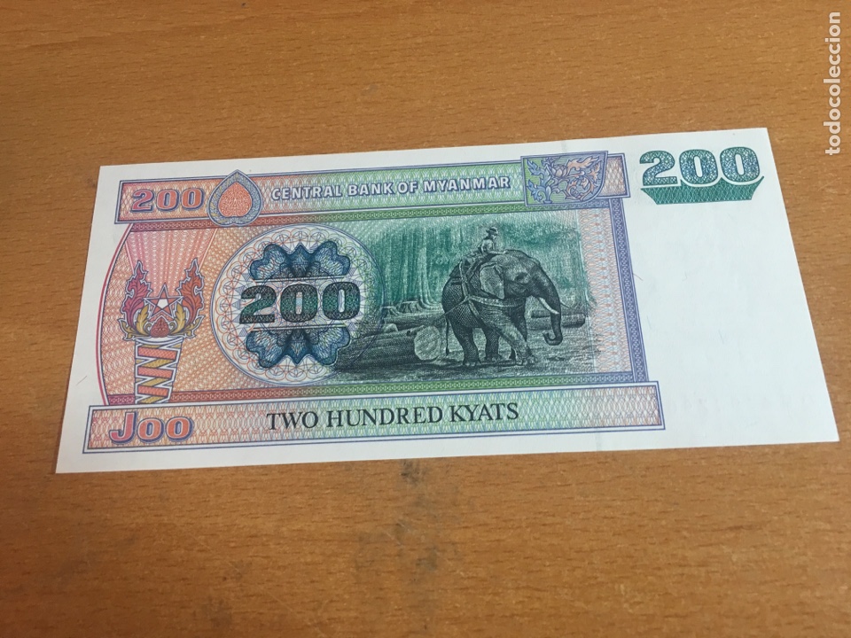 Billetes extranjeros: Myanmar 200 kyats variante sin circular - Foto 2