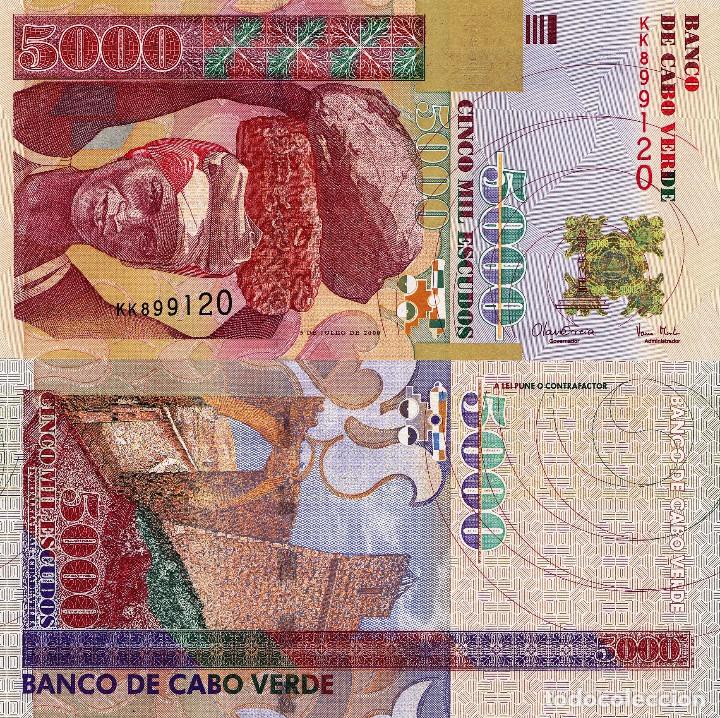 Billetes extranjeros: CAPE VERDE 5000 Escudos from 2000, UNC - Foto 1