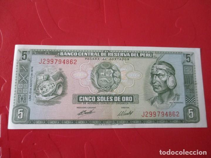 Billetes extranjeros: Peru. billete de 5 soles 1974 - Foto 1