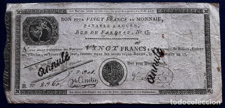 Billetes extranjeros: FRANCIA BONO DE 20 FRANCOS USADO - Foto 1