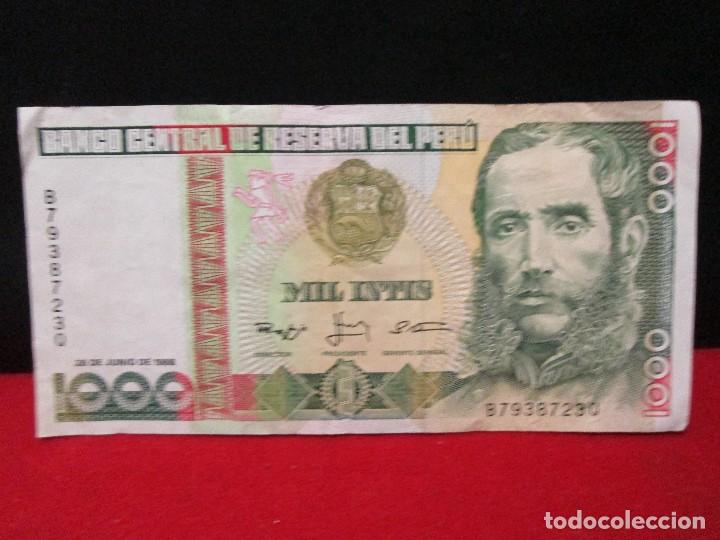 Billetes extranjeros: 1000 INTIS 1988 PERU - Foto 1