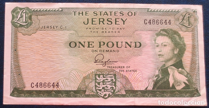 Billetes extranjeros: JERSEY   BILLETE DE  1 POUND DE 1963 USADO - Foto 1