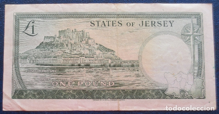 Billetes extranjeros: JERSEY   BILLETE DE  1 POUND DE 1963 USADO - Foto 2