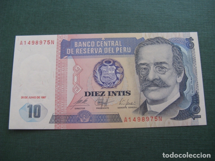 Billetes extranjeros: billete de peru, diez intis - Foto 1