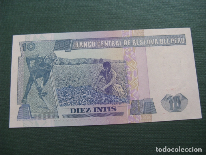 Billetes extranjeros: billete de peru, diez intis - Foto 2