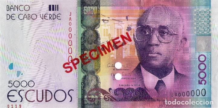 Billetes extranjeros: CAPE VERDE 5000 (SPECIMEN) Escudos from 2014, P75s, UNC - Foto 2