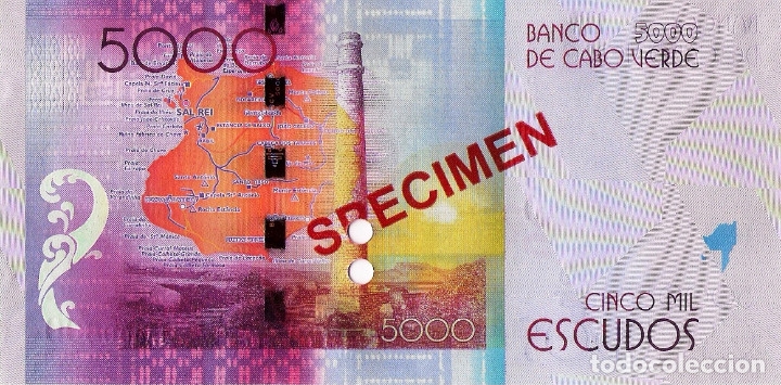 Billetes extranjeros: CAPE VERDE 5000 (SPECIMEN) Escudos from 2014, P75s, UNC - Foto 3