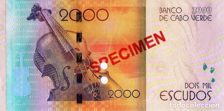Billetes extranjeros: CAPE VERDE 2000 (SPECIMEN) Escudos from 2014, P74s, UNC - Foto 3