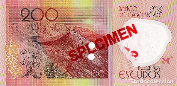 Billetes extranjeros: CAPE VERDE 200 (SPECIMEN) Escudos from 2014, P71s, UNC - Foto 3