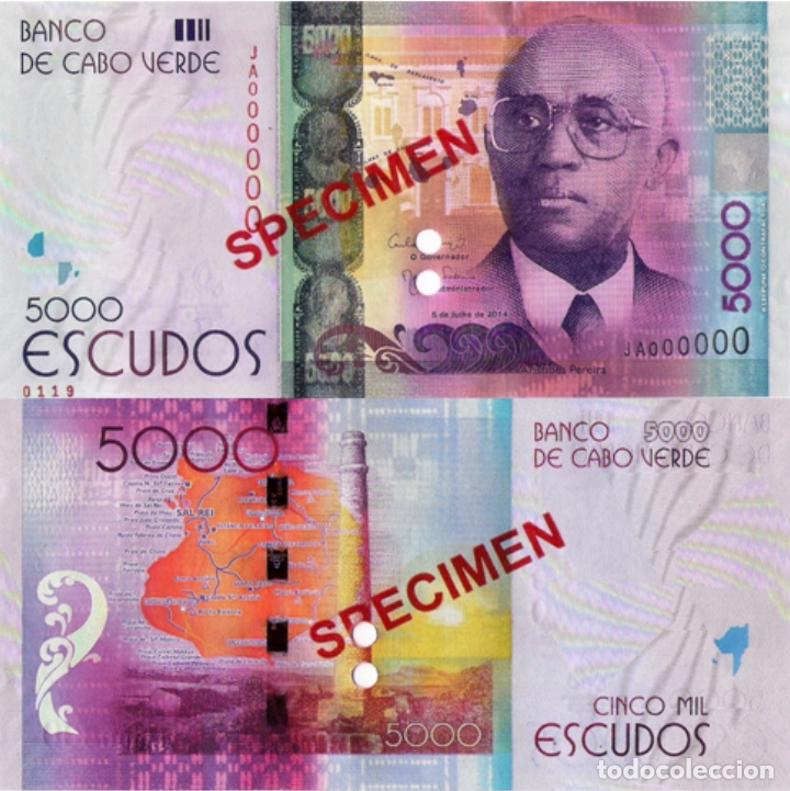 Billetes extranjeros: CAPE VERDE 5000 (SPECIMEN) Escudos from 2014, P75s, UNC - Foto 1