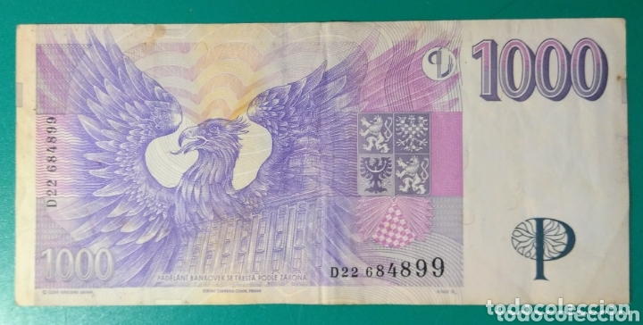 Billetes extranjeros: Rep&uacute;blica Checa. Billete 1000 Coronas. 1996. EBC. - Foto 2