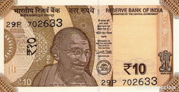 Billetes extranjeros: INDIA 10 RUPEES 2018, P109eA, UNC - Foto 2