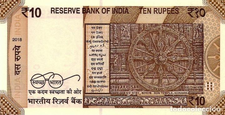 Billetes extranjeros: INDIA 10 RUPEES 2018, P109eA, UNC - Foto 3