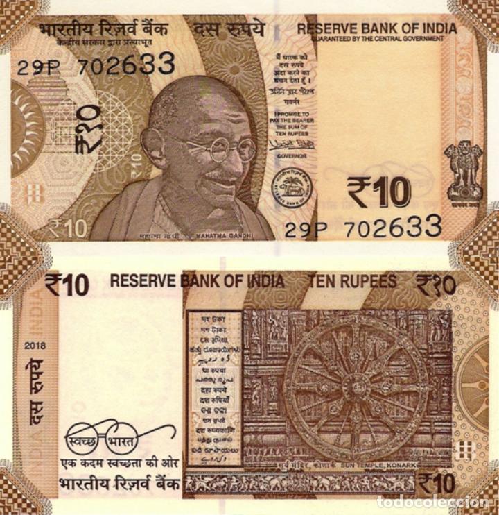 Billetes extranjeros: INDIA 10 RUPEES 2018, P109eA, UNC - Foto 1