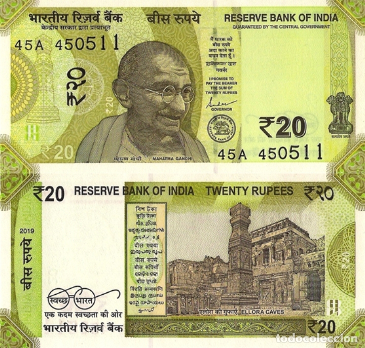 Billetes extranjeros: INDIA 20 RUPEES 2019, P110, UNC - Foto 1