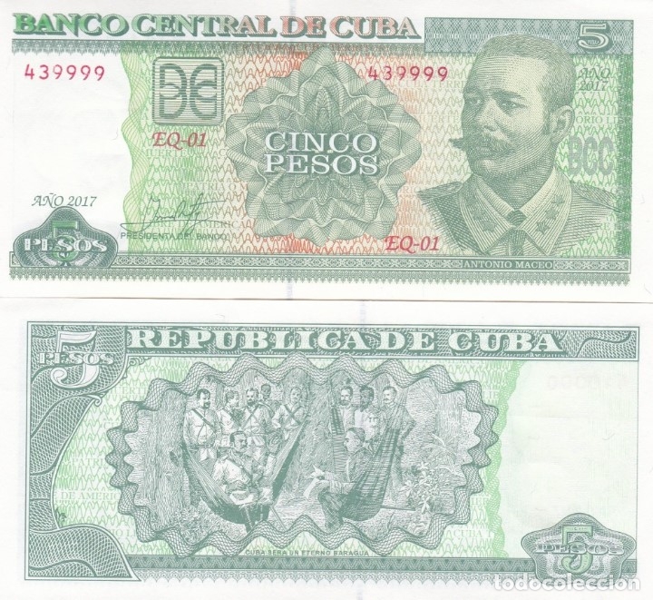 Billetes extranjeros: 5 Pesos Cuba 2017 Antonio Maceo - Foto 1