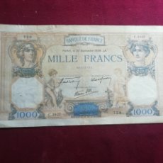 Billetes extranjeros: FRANCIA. 1000 FRANCOS DE 1938