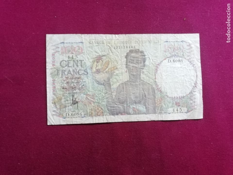 Billetes extranjeros: AFRICA OCCIDENTAL FRANCESA. 100 francs 27.12.1948