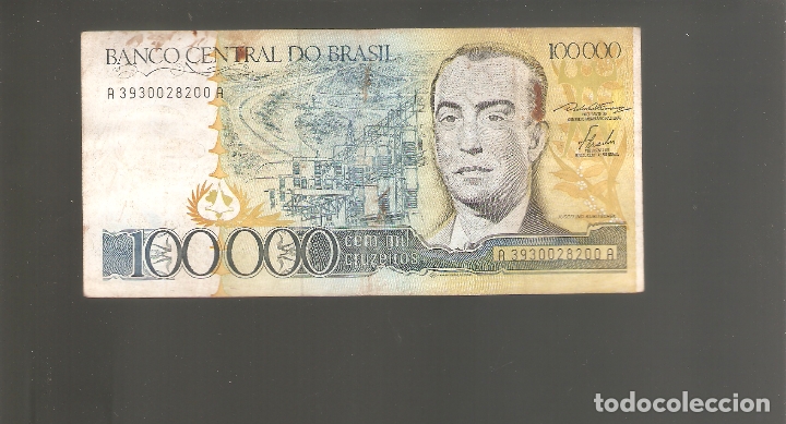 Billetes extranjeros: 1 BILLETE DE BRAZIL 100000  CRUZEIROS 1985  USADO COMO FOTO