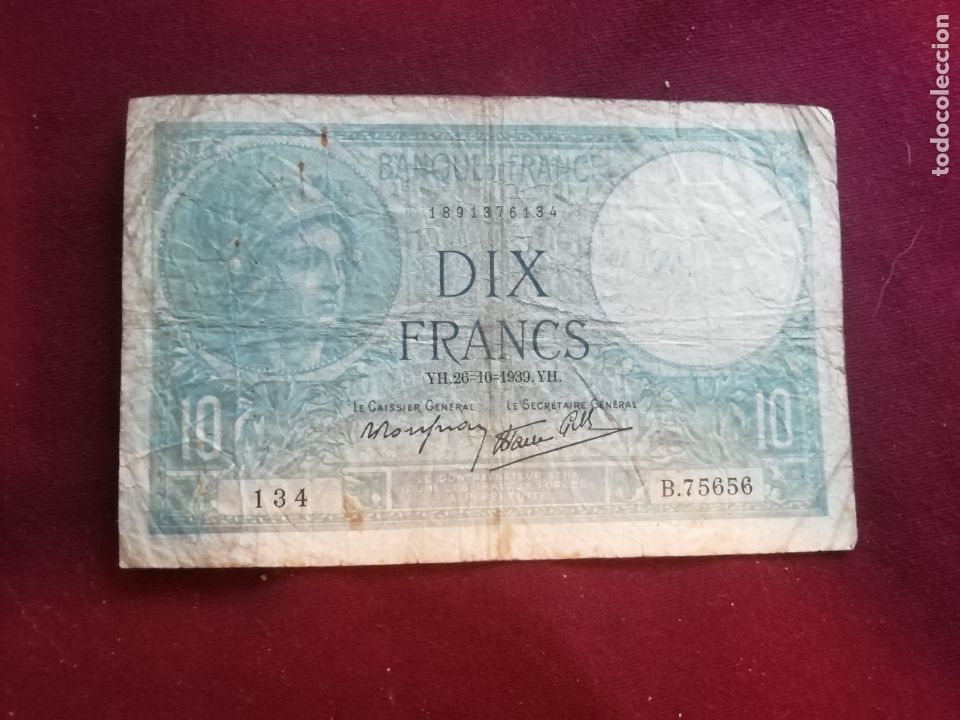 Billetes extranjeros: Francia. 10 francos de 1939 - Foto 1