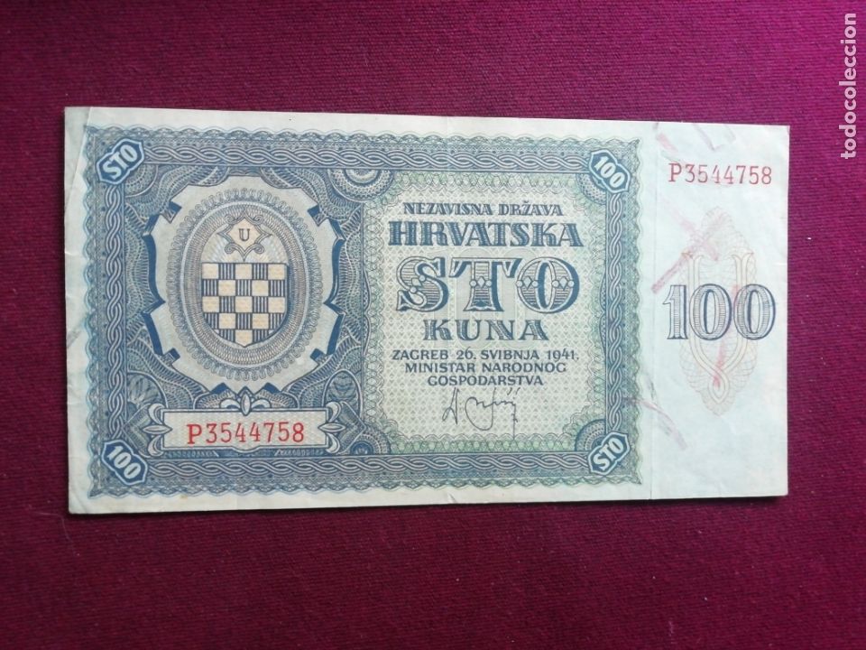 Billetes extranjeros: CROACIA, 100 KUNA 1941 - Foto 1