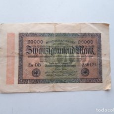 Billetes extranjeros: 1923, ALEMANIA 20000 MARCOS. Lote 179345256