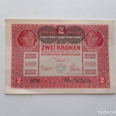 Billetes extranjeros: 1917, 2 CORONAS, IMPERIO AUSTR-HÚNGARO, SOBREIMPRESO DEUSTCHÖSTERREICH. Lote 179345248