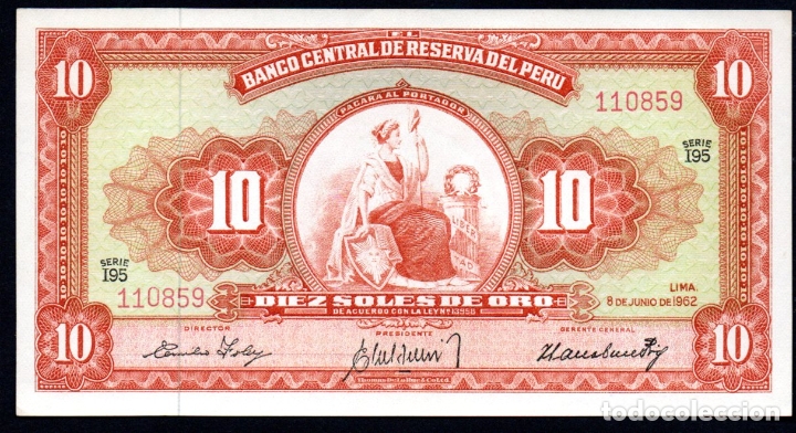 Billetes extranjeros: PERU - 10 PESOS 1962 Pick 84  S/C - Foto 1