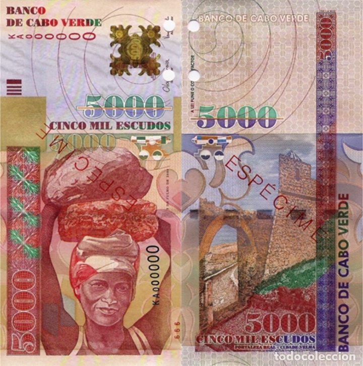 Billetes extranjeros: CAPE VERDE 5000 (SPECIMEN) Escudos from 2000, P67s, UNC - Foto 1