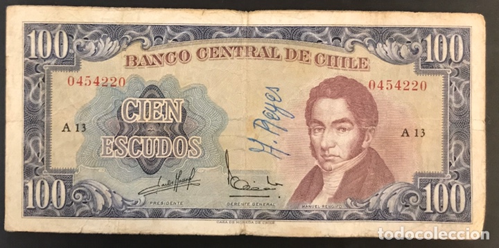 Billetes extranjeros: Billete 100 escudos chile - Foto 1