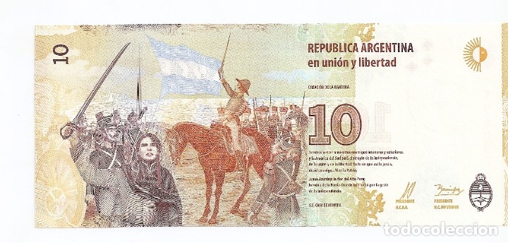 Billetes extranjeros: ARGENTINA 10 PESOS 2013 SC - Foto 2