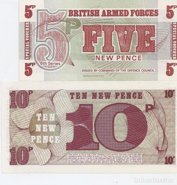 Billetes extranjeros: BRITISH ARMED FORCE SET X 2 5 10 PENCE 1972 SC/UNC - Foto 1