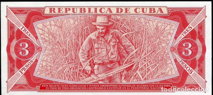 Billetes extranjeros: CUBA 3 PESOS DEL CHE - 1988 - SIN CIRCULAR - Foto 2