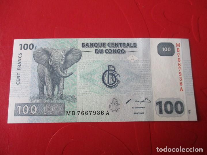Billetes extranjeros: Congo. billete de 100 francos. 2007 - Foto 2