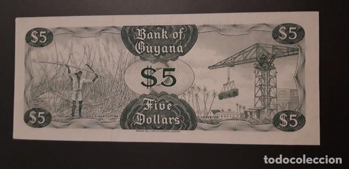 Billetes extranjeros: .1 BILLETE DE **  5 D&Oacute;LARES  DE GUYANA ** .SIN USAR  * - Foto 2