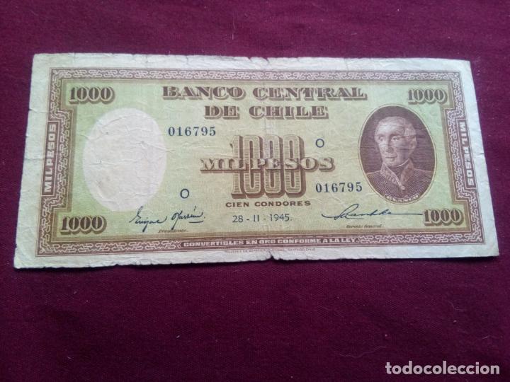 Billetes extranjeros: CHILE 1000 PESOS 1945 - Foto 1