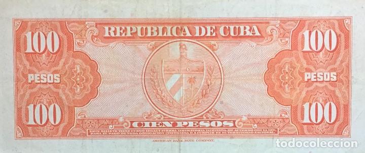 Billetes extranjeros: CUBA 100 PESOS 1953 Pick 93 - Foto 2