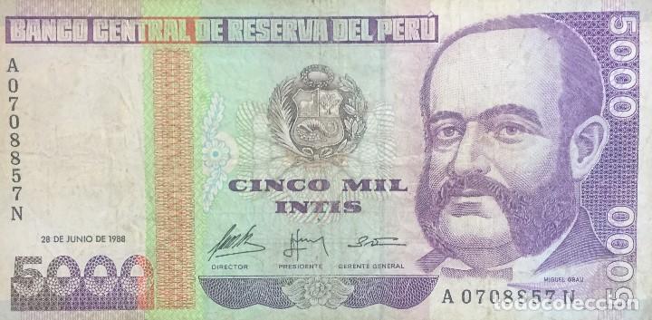 Billetes extranjeros: PERU 5000 INTIS 1988 Pick 137 - Foto 1
