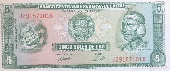 Billetes extranjeros: PERU 5 SOLES DE ORO 1974 Pick 99c - Foto 1