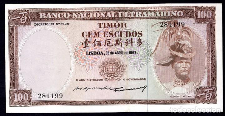 Billetes extranjeros: Timor 100 Escudos 1963, SC- - Foto 1