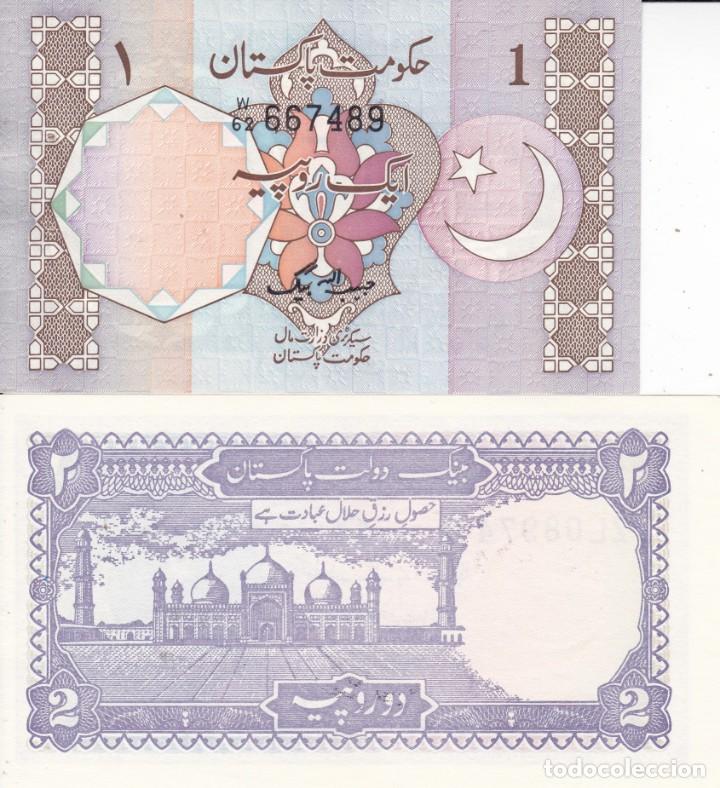 Billetes extranjeros: 2 billetes de Pakistan de 1 y 2 rupees S/C - Foto 2