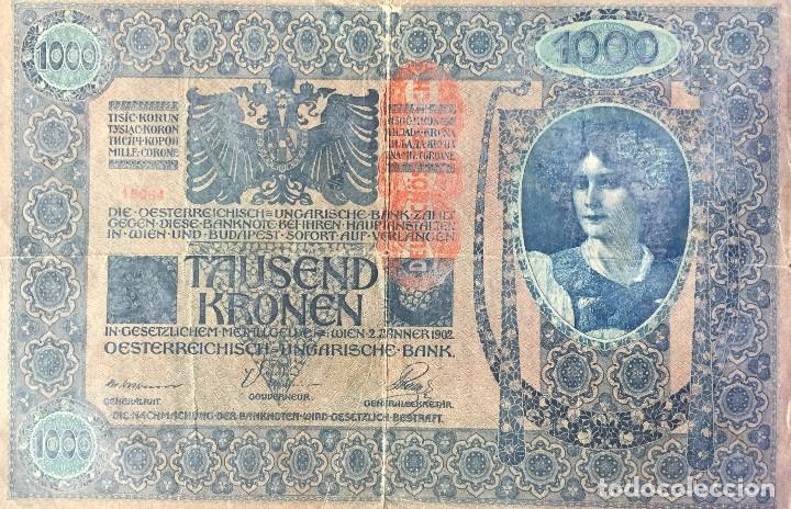 Billetes extranjeros: AUSTRIA 1000 KRONEN 1902 Pick 59 - Foto 2