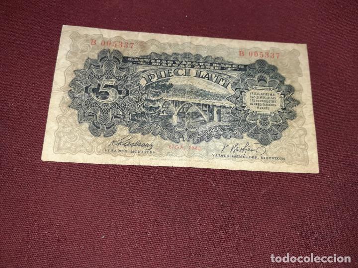 Billetes extranjeros: Letonia. Latvia. 5 lati de 1940 - Foto 1