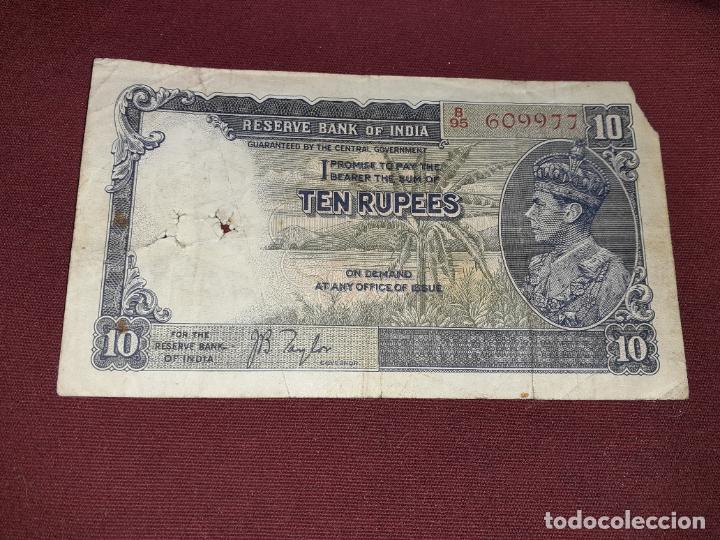 Billetes extranjeros: India inglesa. 10 rupias de 1937 - Foto 1